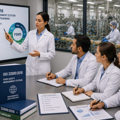 ISO 22000:2018 certified auditor training session in a food safety management environment